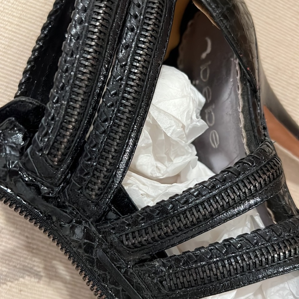 Bebe Snakeskin Print Black Python, All Leather In… - image 2